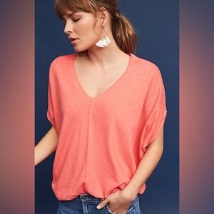 Anthropologie Bordeaux coral Noelie V neck dolman sleeve top
